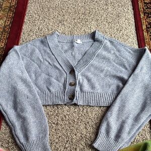 Garage Size S Light Heather Blue Cropped Sweater